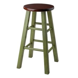 winsome ivy counter stool, 24", rustic green/walnut