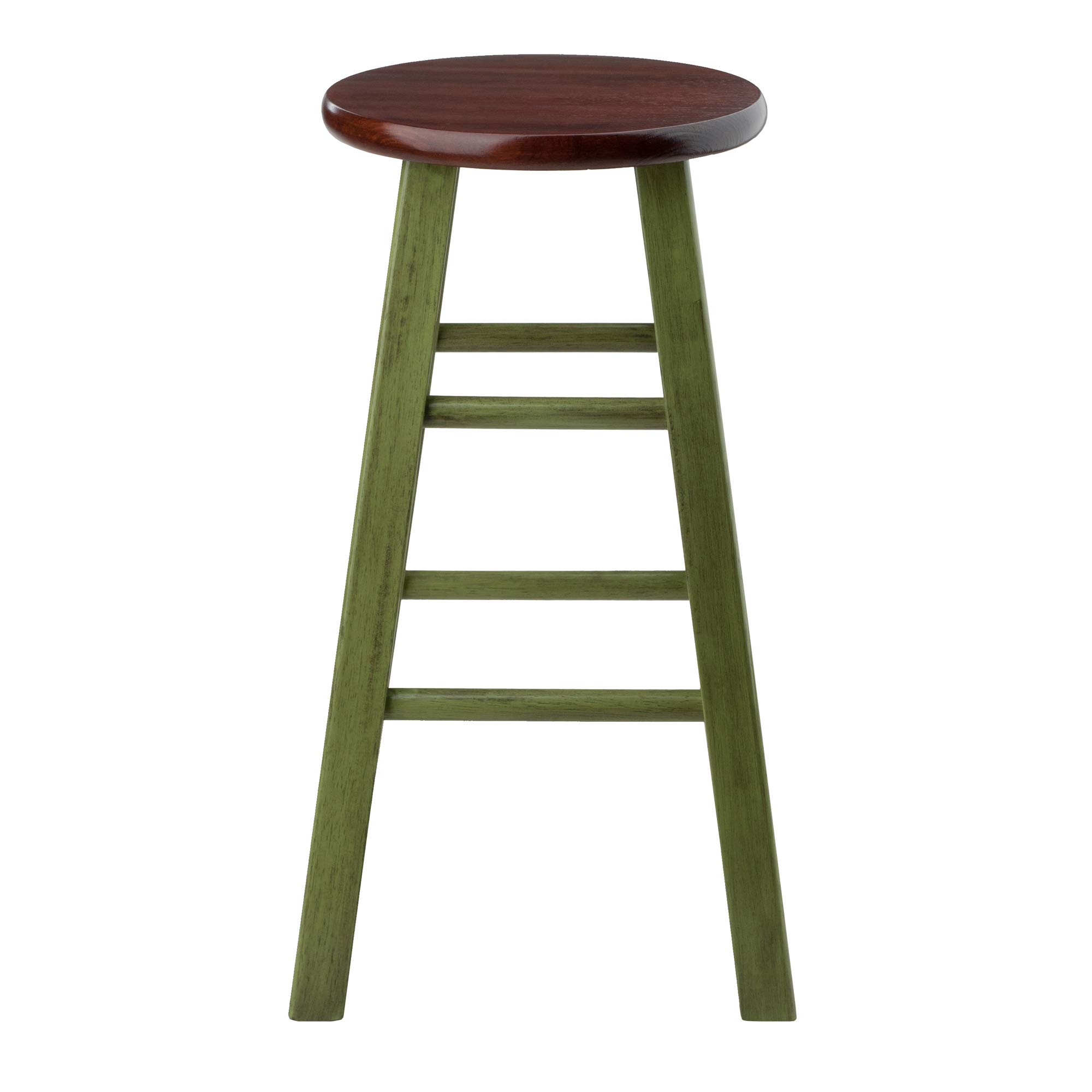 Winsome Ivy Counter Stool, 24", Rustic Green/Walnut