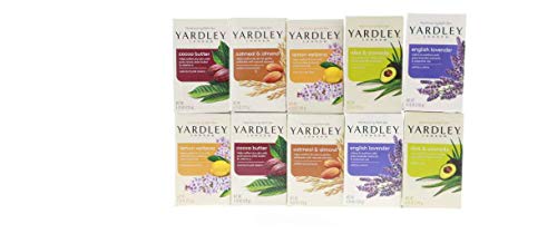 Yardley London Soap Bath Bar Bundle - 10 Bars: English Lavender, Oatmeal and Almond, Aloe and Avocado, Cocoa Butter, Lemon Verbena 4 Ounce Bars (Pack of 10, Two of each)