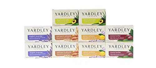 Yardley London Soap Bath Bar Bundle - 10 Bars: English Lavender, Oatmeal and Almond, Aloe and Avocado, Cocoa Butter, Lemon Verbena 4 Ounce Bars (Pack of 10, Two of each)