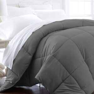 beckham luxury linens full/queen size comforter - 1600 series down alternative home bedding & duvet insert - slate gray