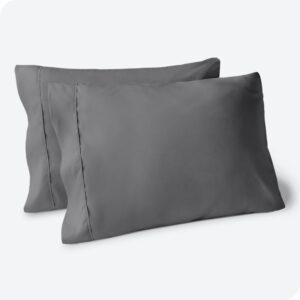 bare home microfiber pillow cases - standard/queen size set of 2 cooling pillowcases double brushed grey pack easy care (standard pillowcase 2, grey)