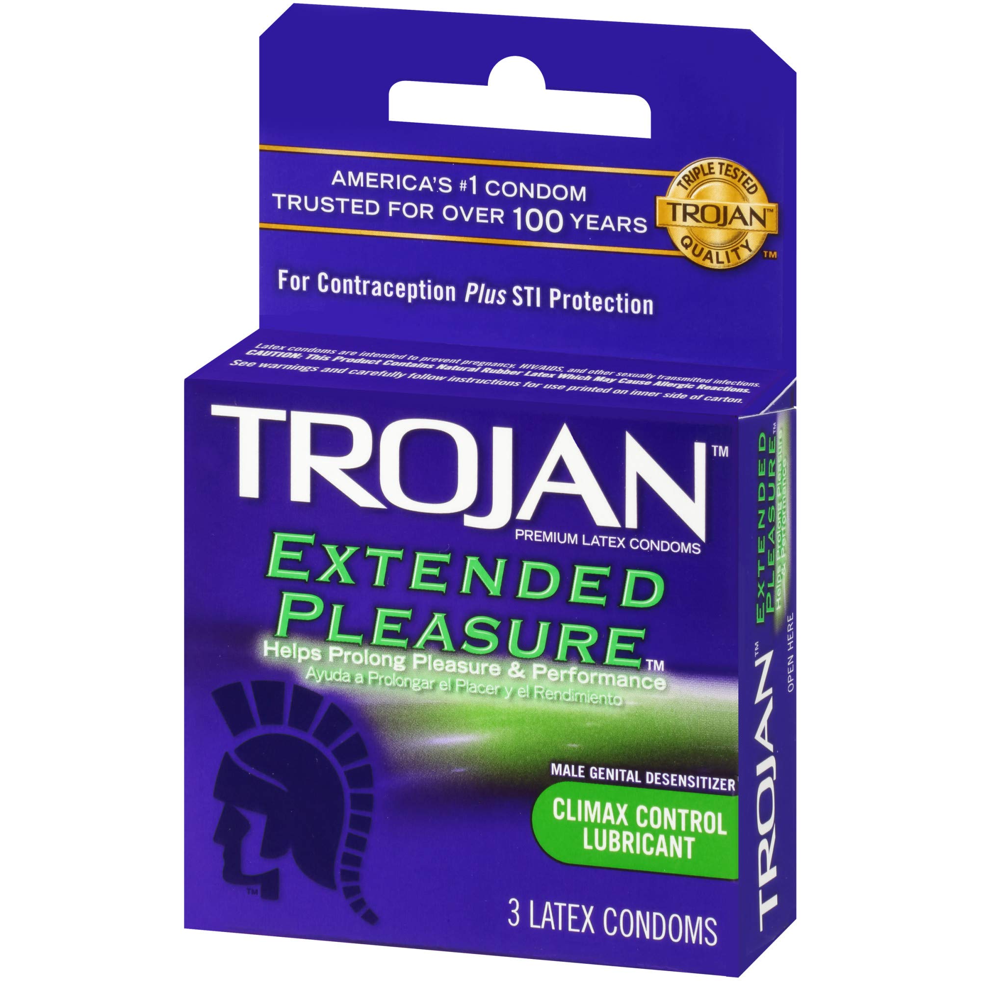 Trojan Extended Pleasure Lubricated Condoms, 3ct