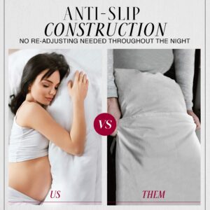 Italian Luxury Body Pillow Cover - Soft 21" x 60" Microfiber Long Pillow Case w/ No Zipper - Fits 20" ﻿x 54" Pillow, Machine Washable, White