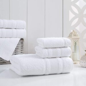 Qute Home 4-Piece Washcloths Towels Set, 100% Turkish Cotton Premium Quality Towels for Bathroom, Quick Dry Soft and Absorbent Turkish Towel, Set includes 4 Wash Cloths (White)