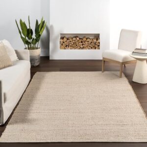 nuLOOM 5x8 Elfriede Jute & Cotton Hand Woven Area Rug, Natural, Solid Rustic Farmhouse Style, Weaved Design, Natural Fiber, For Bedroom, Living Room, Dining Room, Hallway, Office, Entryway