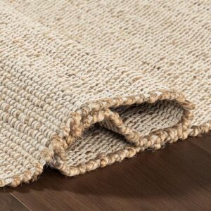 nuLOOM 5x8 Elfriede Jute & Cotton Hand Woven Area Rug, Natural, Solid Rustic Farmhouse Style, Weaved Design, Natural Fiber, For Bedroom, Living Room, Dining Room, Hallway, Office, Entryway