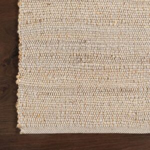 nuLOOM 5x8 Elfriede Jute & Cotton Hand Woven Area Rug, Natural, Solid Rustic Farmhouse Style, Weaved Design, Natural Fiber, For Bedroom, Living Room, Dining Room, Hallway, Office, Entryway