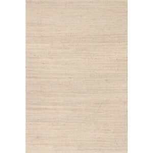 nuLOOM 5x8 Elfriede Jute & Cotton Hand Woven Area Rug, Natural, Solid Rustic Farmhouse Style, Weaved Design, Natural Fiber, For Bedroom, Living Room, Dining Room, Hallway, Office, Entryway