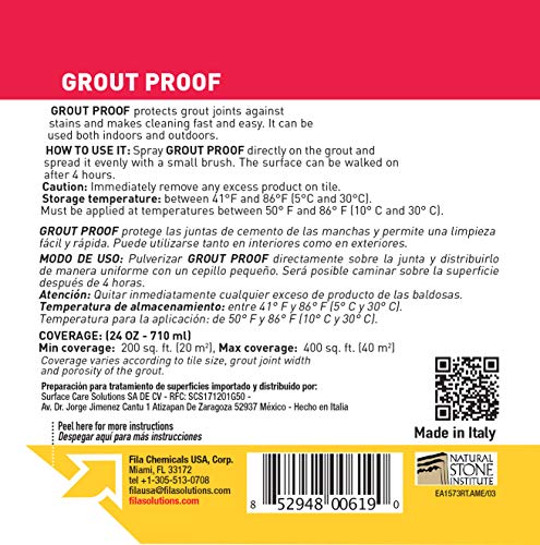 FILA Grout Sealer Spray Filagrout Proof 24 OZ, Grout Sealer for Tile and Stone, Eco-friendly