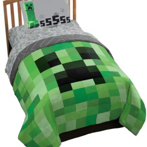 Jay Franco Minecraft Creeper 4 Piece Twin Bed Set (Offical Product)