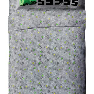 Jay Franco Minecraft Creeper 4 Piece Twin Bed Set (Offical Product)