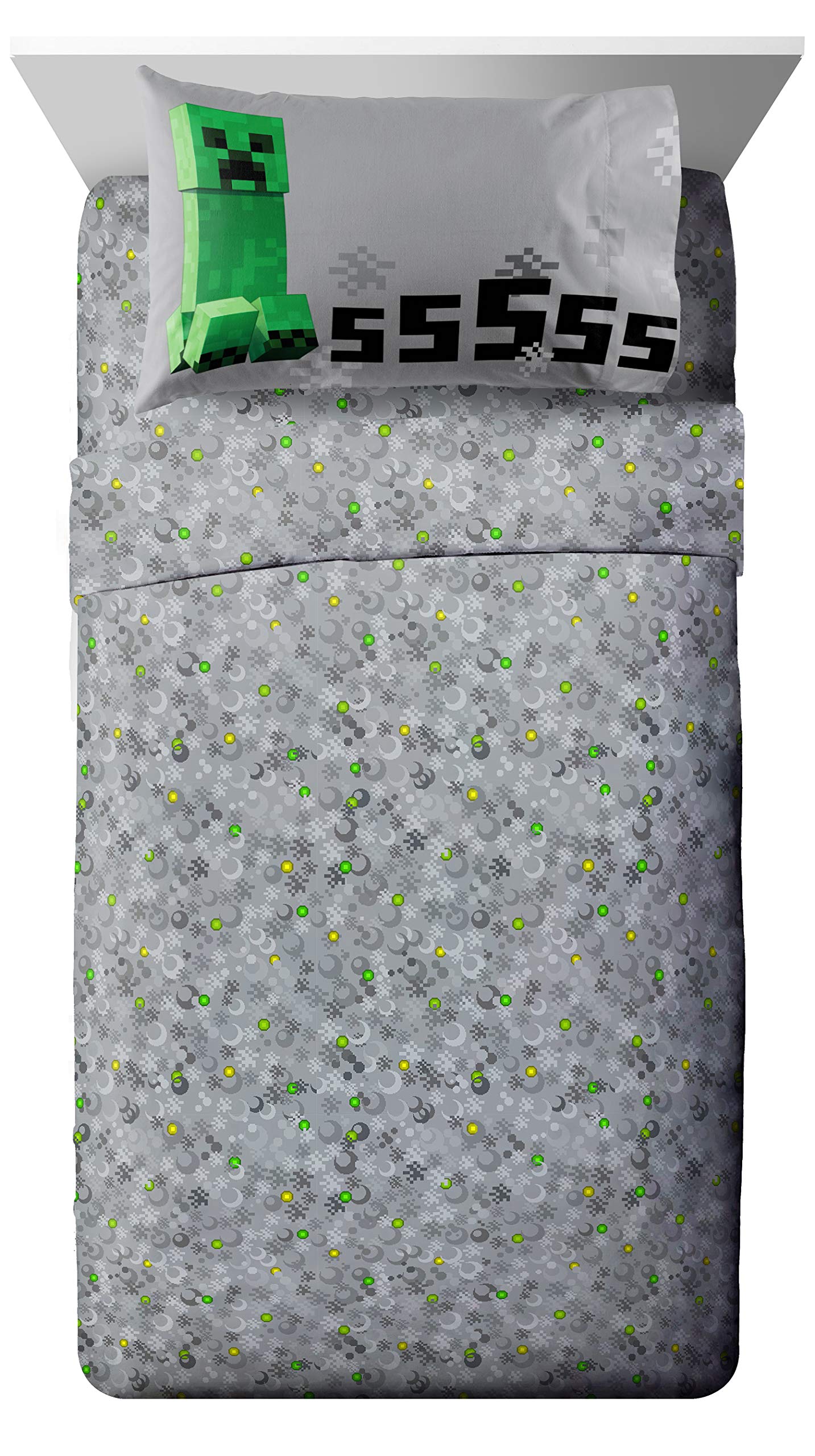 Jay Franco Minecraft Creeper 4 Piece Twin Bed Set (Offical Product)