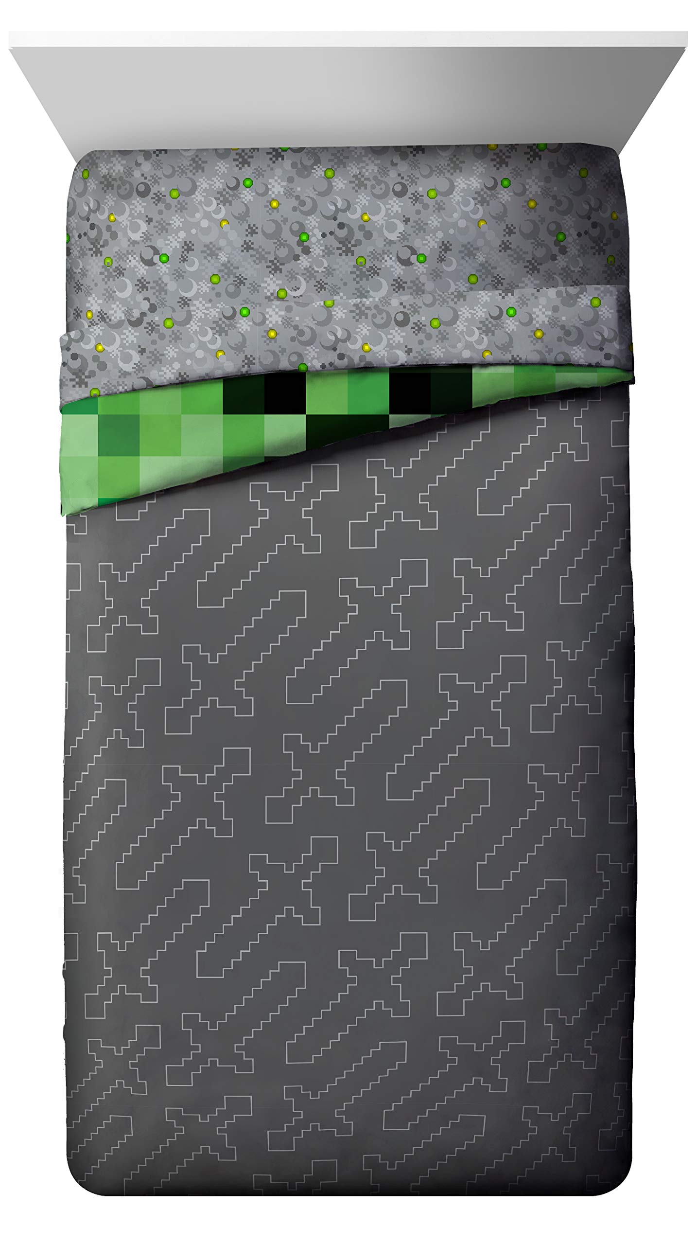 Jay Franco Minecraft Creeper 4 Piece Twin Bed Set (Offical Product)