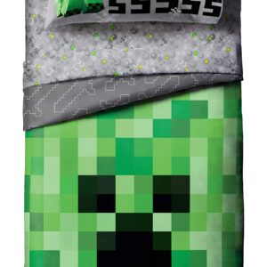 Jay Franco Minecraft Creeper 4 Piece Twin Bed Set (Offical Product)