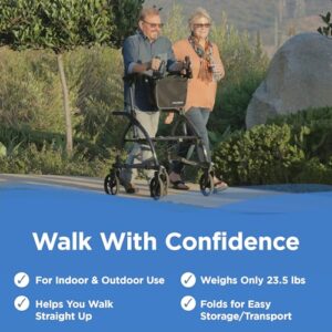 Journey UPWalker Standard – The Original Upright Walker – Premium, Lightweight Adjustable Upright Rollator Walker with Seat for Adults, Seniors & The Elderly