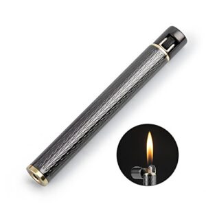 yusud butane fuel lighter, cool pipe lighter, soft flame flint lighter, cigarette cigar lighter, gas lighters with extra 3 flints, unique gifts for men, women (gray)