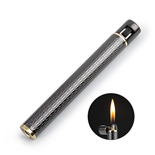 Yusud Butane Fuel Lighter, Cool Pipe lighter, Soft Flame Flint Lighter, Cigarette Cigar Lighter, Gas Lighters with Extra 3 Flints, Unique Gifts for Men, Women (Gray)