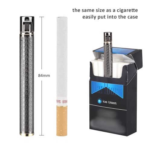 Yusud Butane Fuel Lighter, Cool Pipe lighter, Soft Flame Flint Lighter, Cigarette Cigar Lighter, Gas Lighters with Extra 3 Flints, Unique Gifts for Men, Women (Gray)