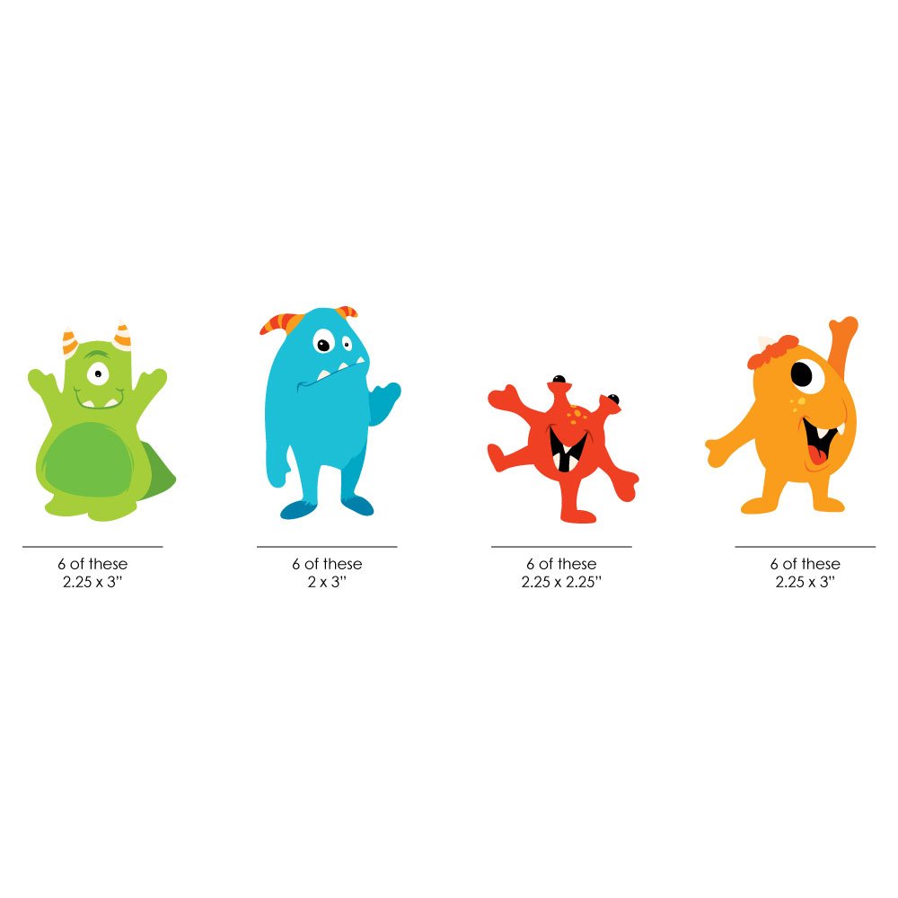 Big Dot of Happiness Monster Bash - DIY Shaped Little Monster Birthday Party or Baby Shower Cut-Outs - 24 Count