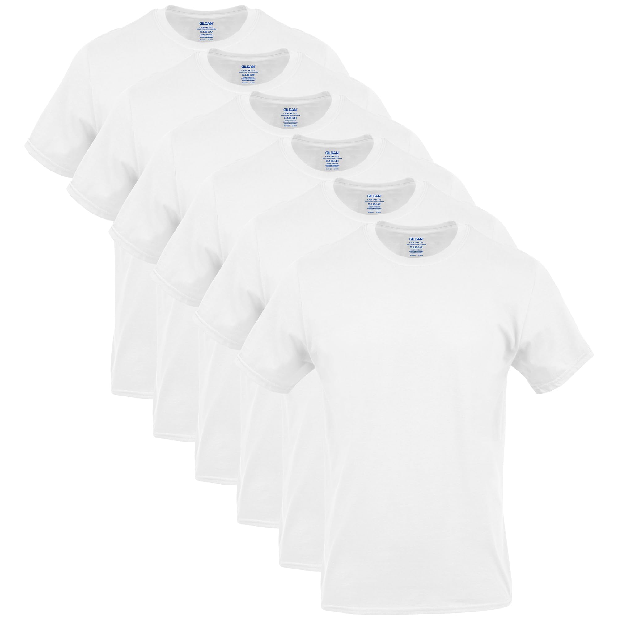 Gildan Men's Crew T-Shirts, Multipack, Style G1100, White (6-Pack), Small