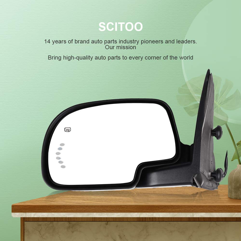 SCITOO Driver Side Door Mirror Fit 2003-2007 for Chevy Silverado Suburban Tahoe for GMC Sierra Yukon (2007 Classic) Side Mirror Power Adjusted Heated Manual Folding