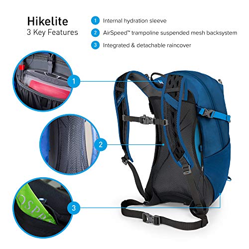 Osprey Hikelite 18L Unisex Hiking Backpack, Blue Bacca