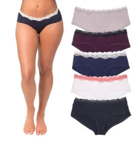 emprella cotton underwear set for women, 5 pcs pack seamless women's underwear, cheeky hipster panties, solid bliss, medium