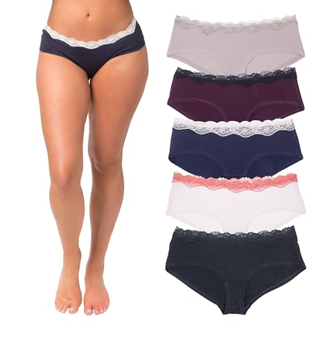 Emprella Cotton Underwear Set for Women, 5 pcs Pack Seamless Women's Underwear, Cheeky Hipster Panties, Solid Bliss, Medium