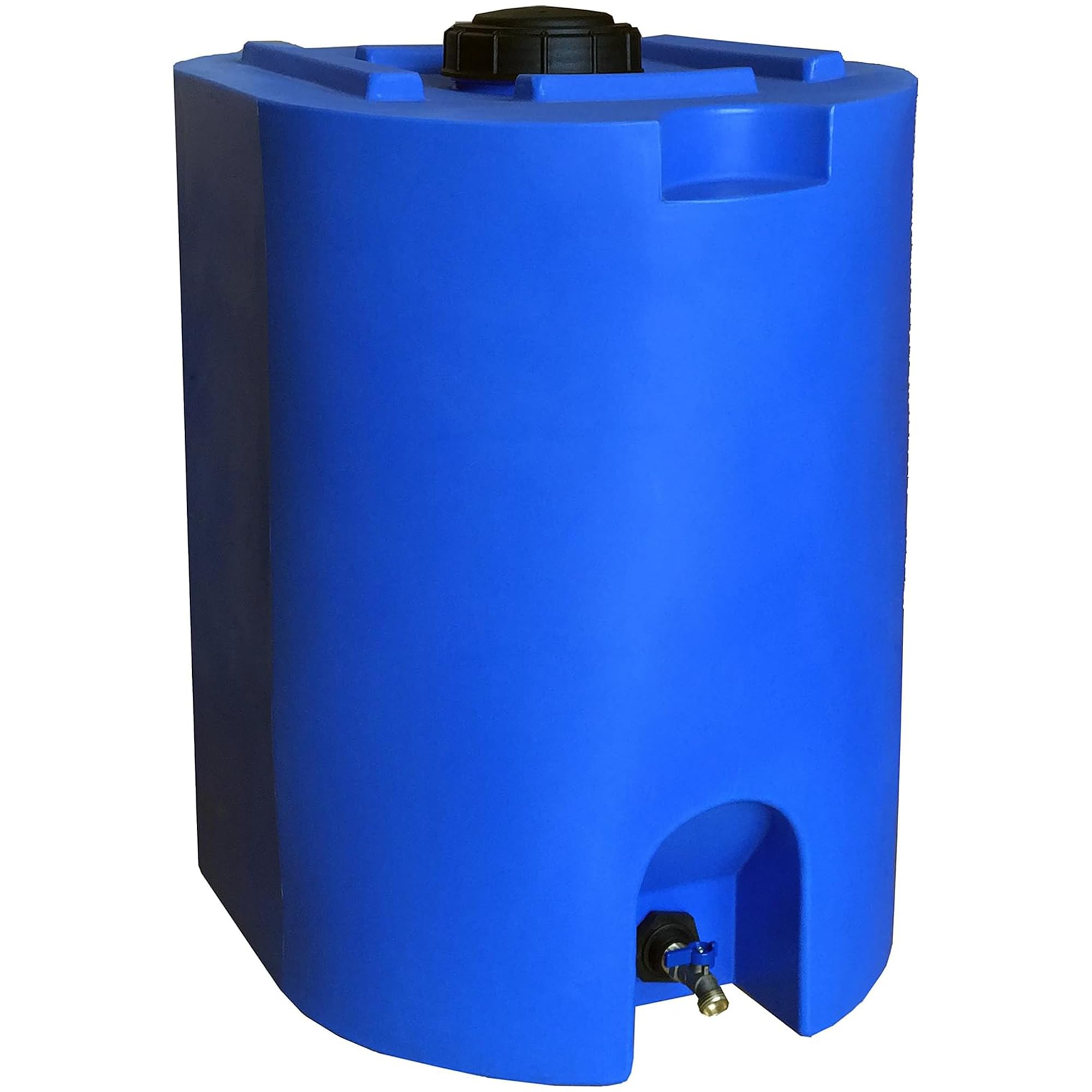 WaterPrepared 55 Gallon Unique Space Saving Stackable Design Utility Water Tank with Large Cap for Easy Filling and Spigots, Blue