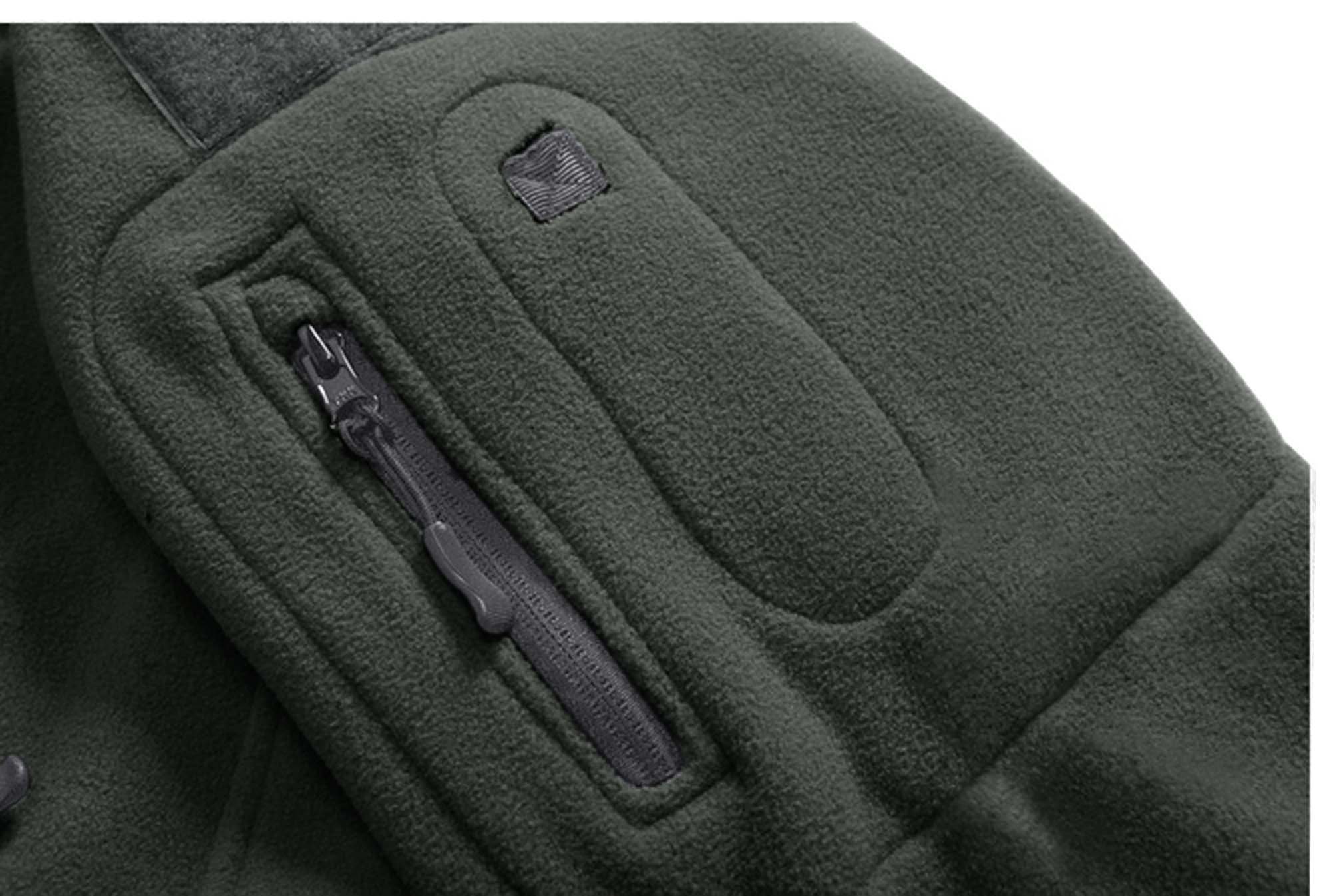 CRYSULLY Men's Autumn Winter Military Tactical Jackets Camping Sailing Field Fleece Jacket Snow Coat Gray