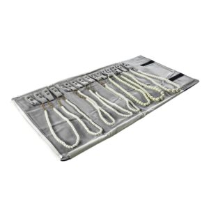 treachi Portable Jewelry Roll Necklace Travel Storage Displays Holder 16 Chain Grey Black