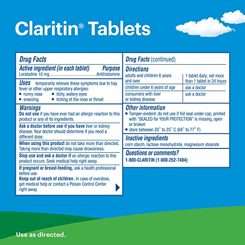 Claritin 24hr Non-Drowsy Allergy Relief, Loratadine Tablets - 100ct