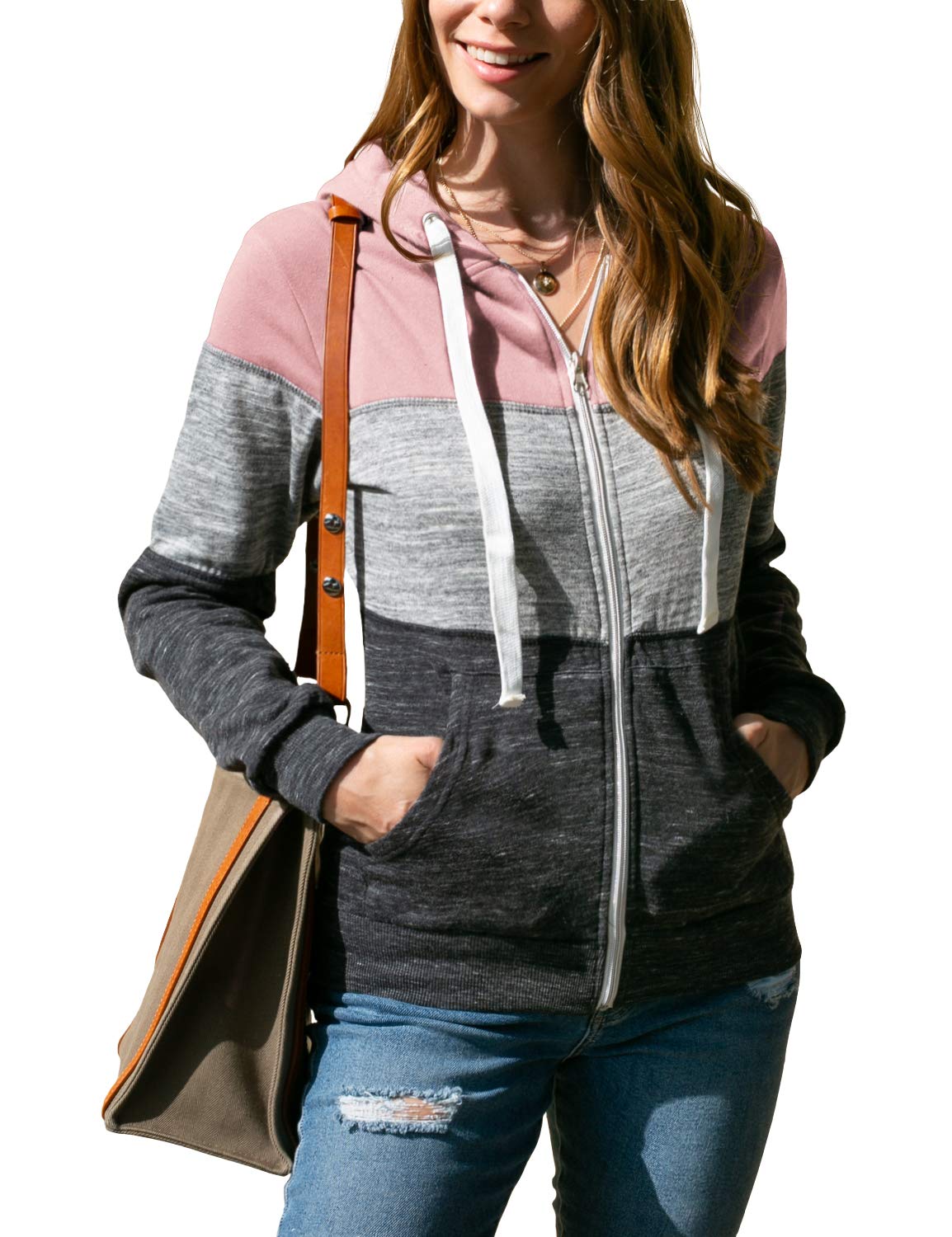 DOUBLJU Lightweight Thin Zip-Up Casual Hoodie Jackets for Womens with Plus Size