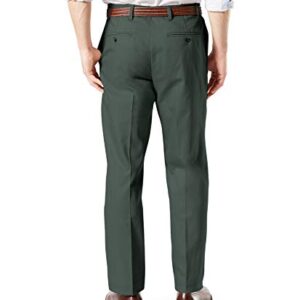 Dockers Men's Classic Fit Signature Khaki Lux Cotton Stretch Pants-Pleated (Regular and Big & Tall), Olive Grove, 36W x 32L