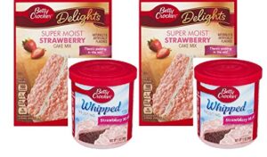 betty crocker super moist strawberry cake mix and betty crocker whipped strawberry mist frosting bundle - 2 of each - 4 items. "there's pudding in the mix!" cake mix