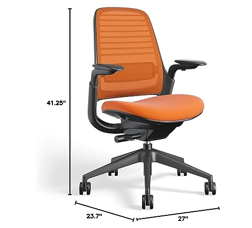 Steelcase Series 1 Office Chair - Ergonomic Work Chair with Wheels for Hard Flooring - Helps Support Productivity - Weight-Activated Controls, Back Supports & Arm Support - Easy Assembly - Tangerine