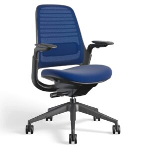 steelcase series 1 office chair - ergonomic work chair with wheels for carpet - helps support productivity - weight-activated controls, back supports & arm support - easy assembly - royal blue