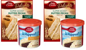 betty crocker super moist butter pecan cake mix and betty crocker whipped buttercream frosting bundle - 2 of each - 4 items