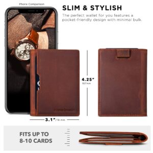 SERMAN BRANDS - Wallets for Men Slim Mens leather RFID Blocking Minimalist Card Front Pocket Bifold Travel Thin (Canyon Red 5.0)