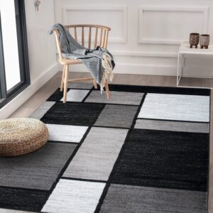 Rugshop Contemporary Modern Boxes Area Rug 2' x 3' Red