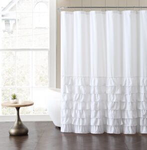 vcny home melanie ruffle shower curtain, 72x72, white