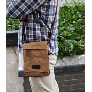 Berchirly Canvas Shoulder Bag Men Casual Travel Male 8Inch Crossbody Messenger Bag Black