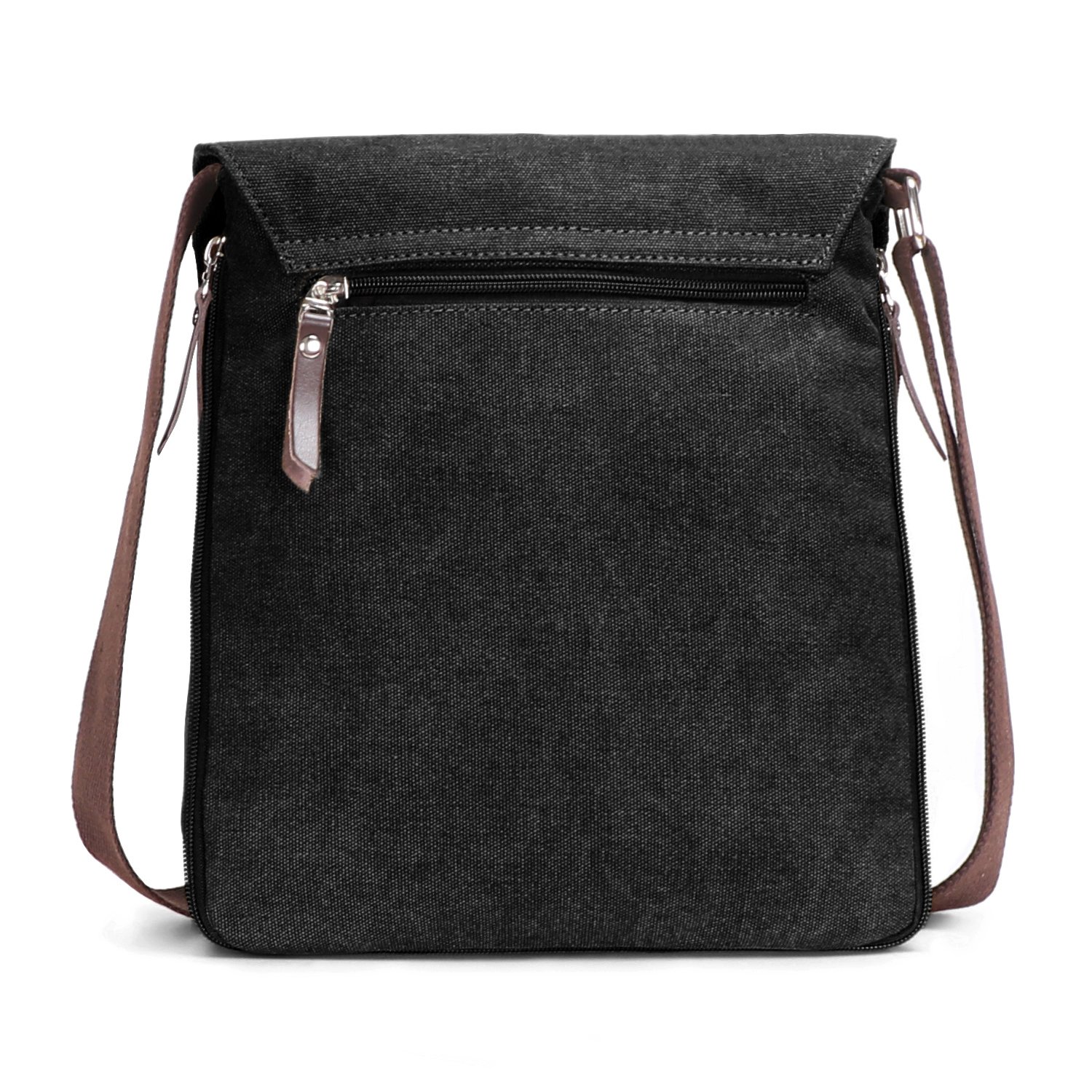 Berchirly Canvas Shoulder Bag Men Casual Travel Male 8Inch Crossbody Messenger Bag Black