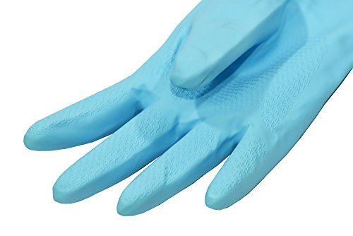 Finnhomy 31229 Household Gloves Latex free cleaning Gloves with soft fiber lining extra long cuff 15" and Vinyl Textured Grip 2 Pair Large