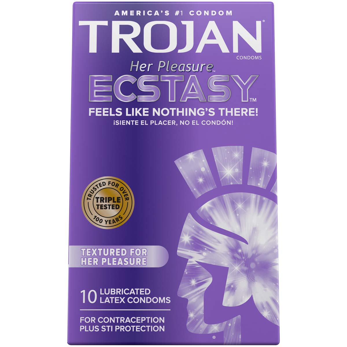 Trojan Her Pleasure Ecstasy UltraSmooth Lubricated Latex Condoms - 10ct, Pack of 5