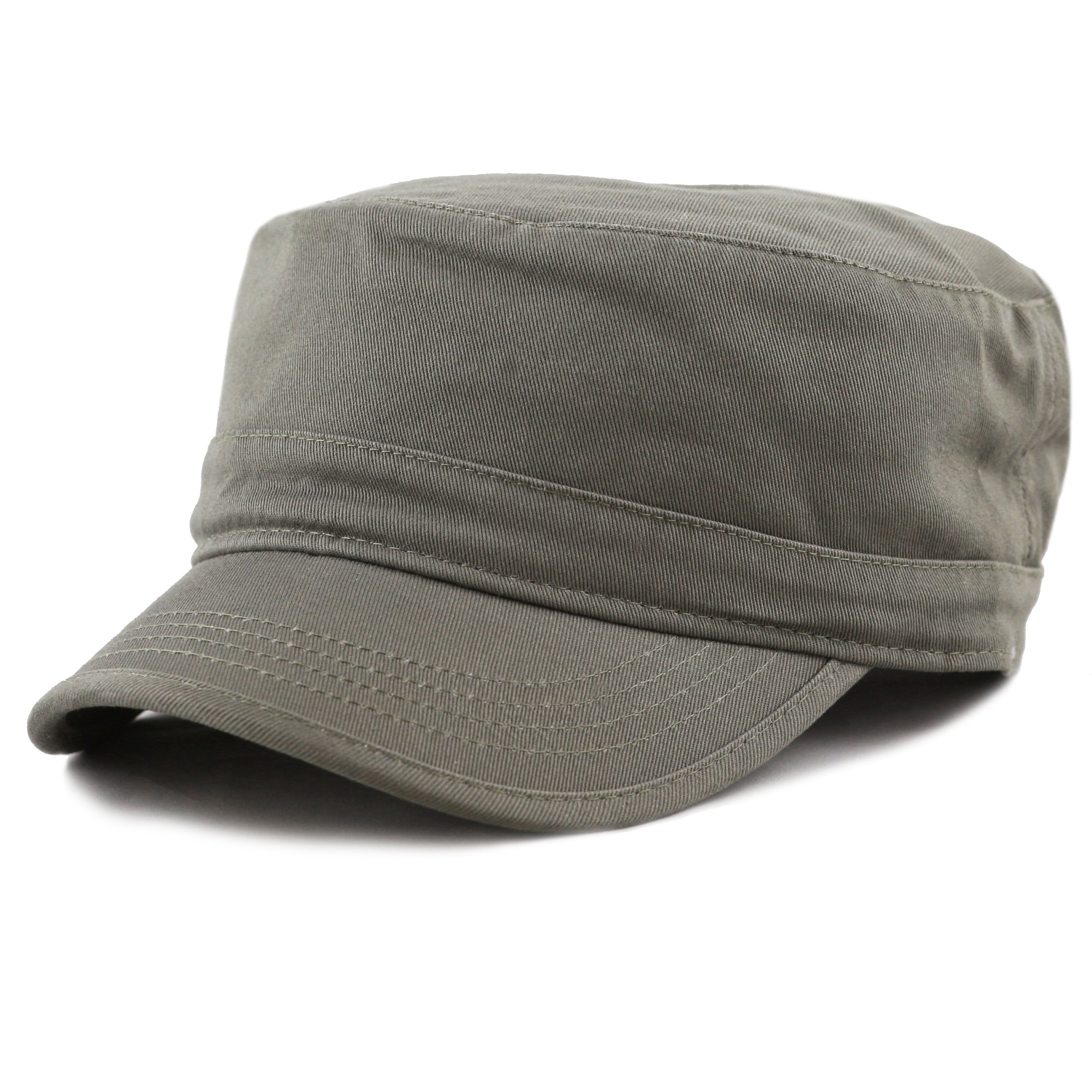 The Hat Depot Cadet Military Army Baseball Cap Tie Dye & Washed Cotton Basic & Distressed Cadet Brushed Cotton Cap (1. Basic - Olive)