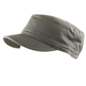 The Hat Depot Cadet Military Army Baseball Cap Tie Dye & Washed Cotton Basic & Distressed Cadet Brushed Cotton Cap (1. Basic - Olive)