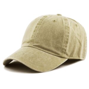 The Hat Depot 100% Cotton Pigment Dyed Low Profile Dad Hat Six Panel Cap (1. Khaki)