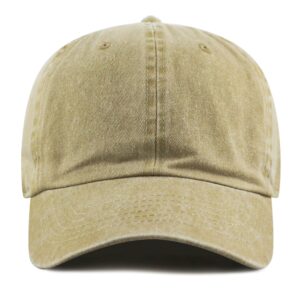 The Hat Depot 100% Cotton Pigment Dyed Low Profile Dad Hat Six Panel Cap (1. Khaki)